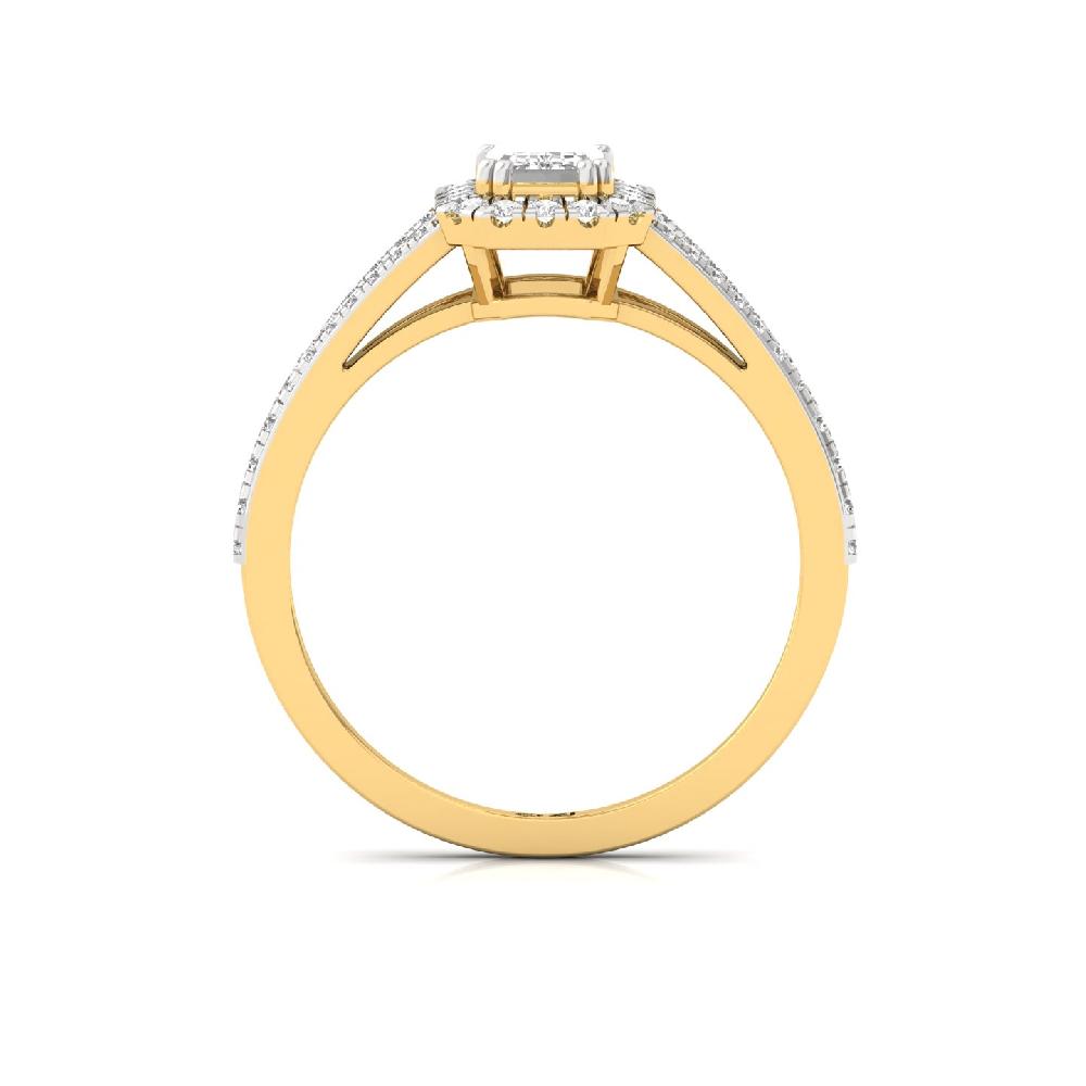 0.56ct Emerald Cut CVD lab grown Diamond Radiant Halo Solitaire Ring