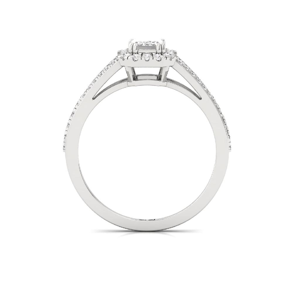 0.56ct Emerald Cut CVD lab grown Diamond Radiant Halo Solitaire Ring