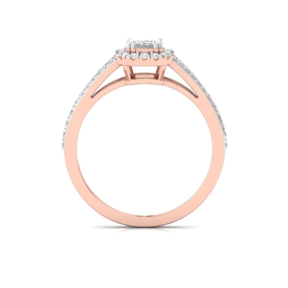 0.56ct Emerald Cut CVD lab grown Diamond Radiant Halo Solitaire Ring