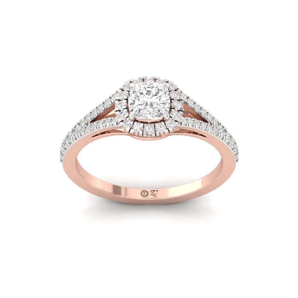 0.65ct Cushion CVD Diamond Timeless Halo Solitaire Ring