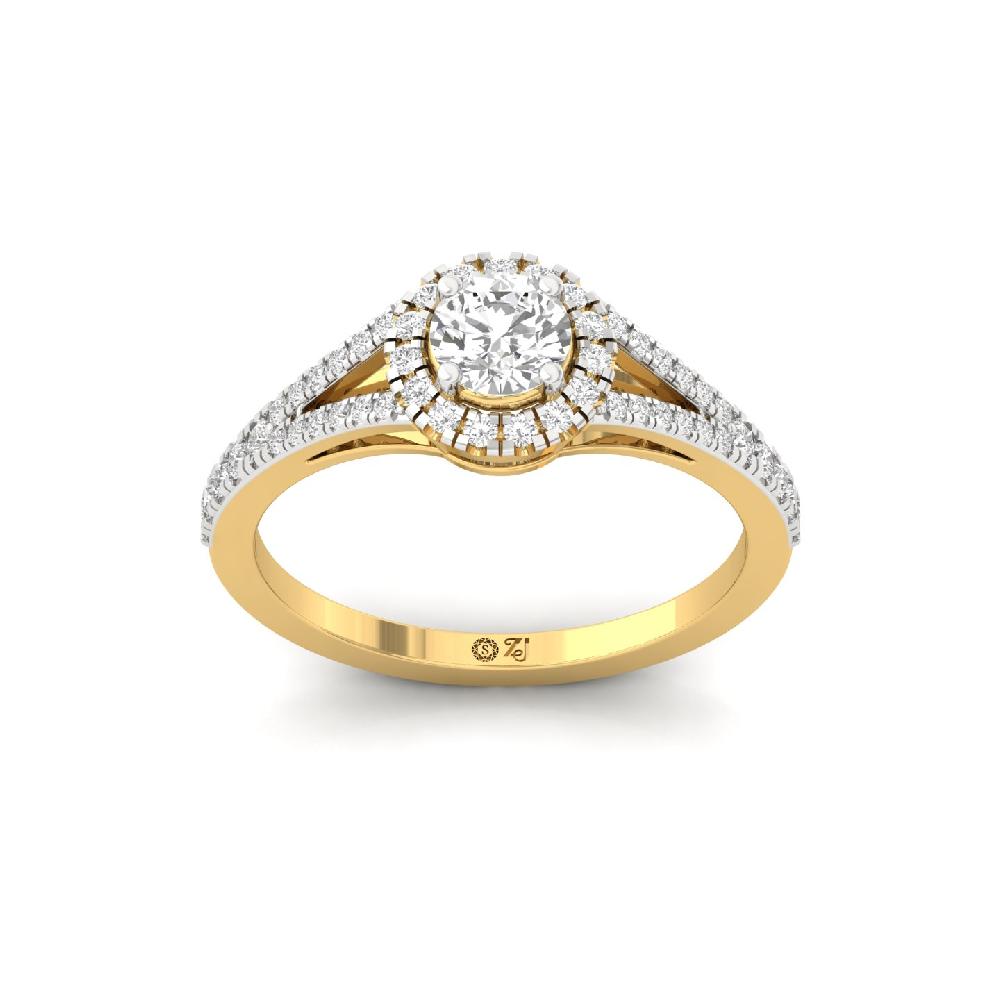 0.47ct Round CVD lab grown Diamond Elegance Halo Solitaire Ring