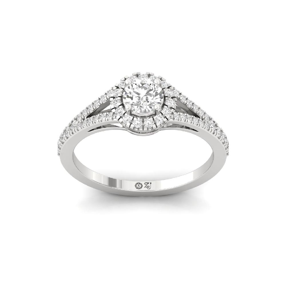 0.47ct Round CVD lab grown Diamond Elegance Halo Solitaire Ring