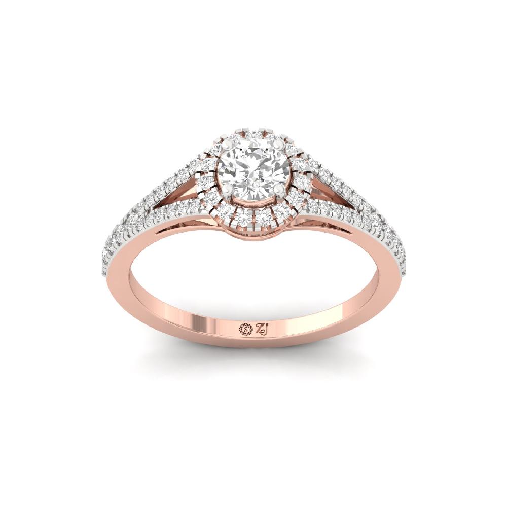 0.47ct Round CVD lab grown Diamond Elegance Halo Solitaire Ring