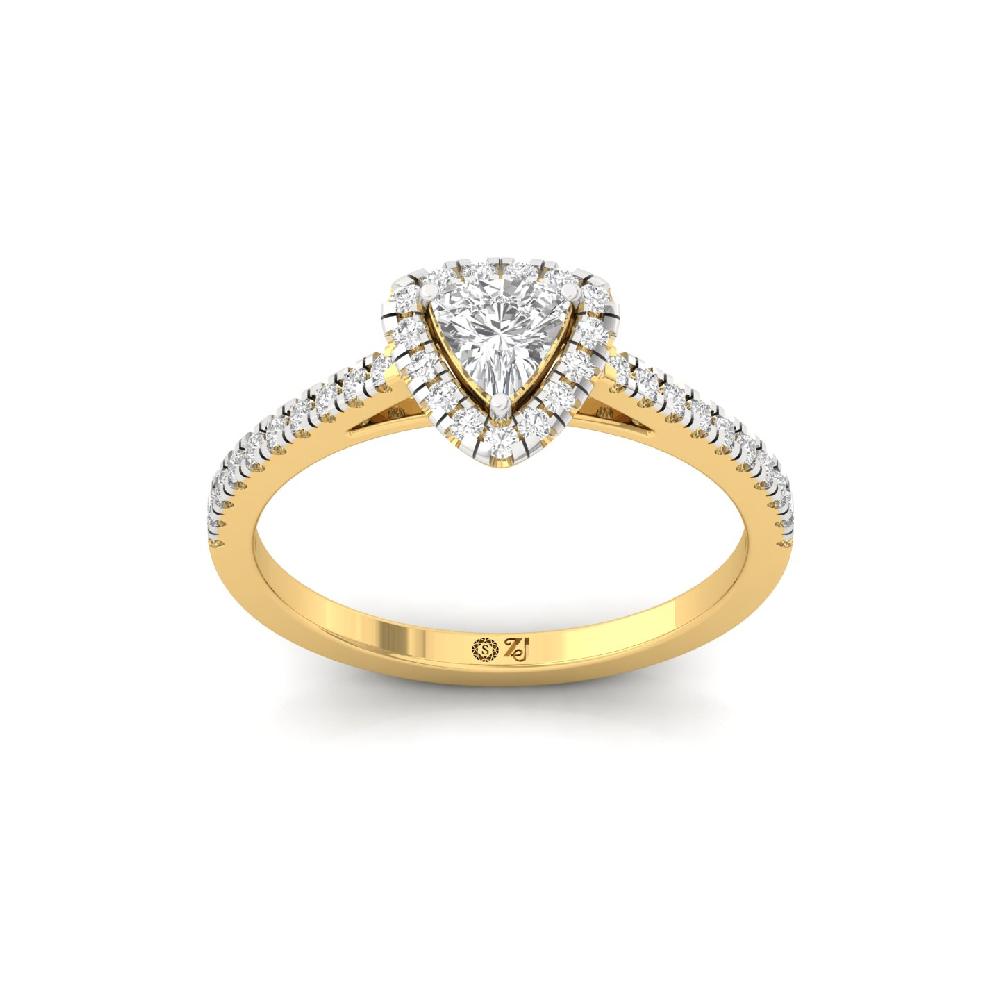 Trillion Cut CVD lab grown Diamond Divine Halo Solitaire Ring