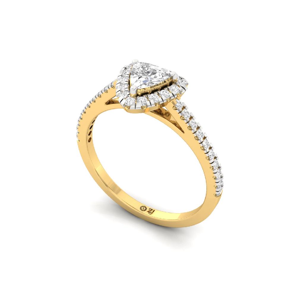Trillion Cut CVD lab grown Diamond Divine Halo Solitaire Ring