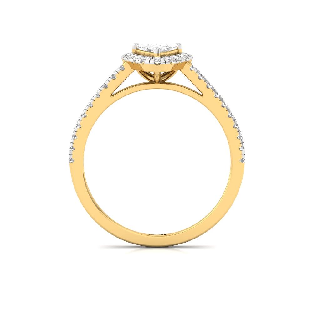 Trillion Cut CVD lab grown Diamond Divine Halo Solitaire Ring