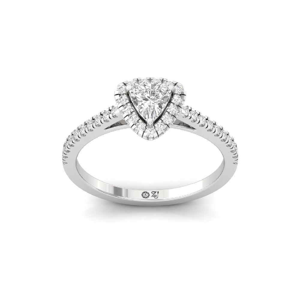 Trillion Cut CVD lab grown Diamond Divine Halo Solitaire Ring