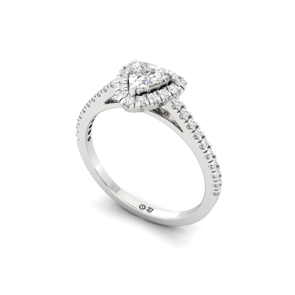 Trillion Cut CVD lab grown Diamond Divine Halo Solitaire Ring