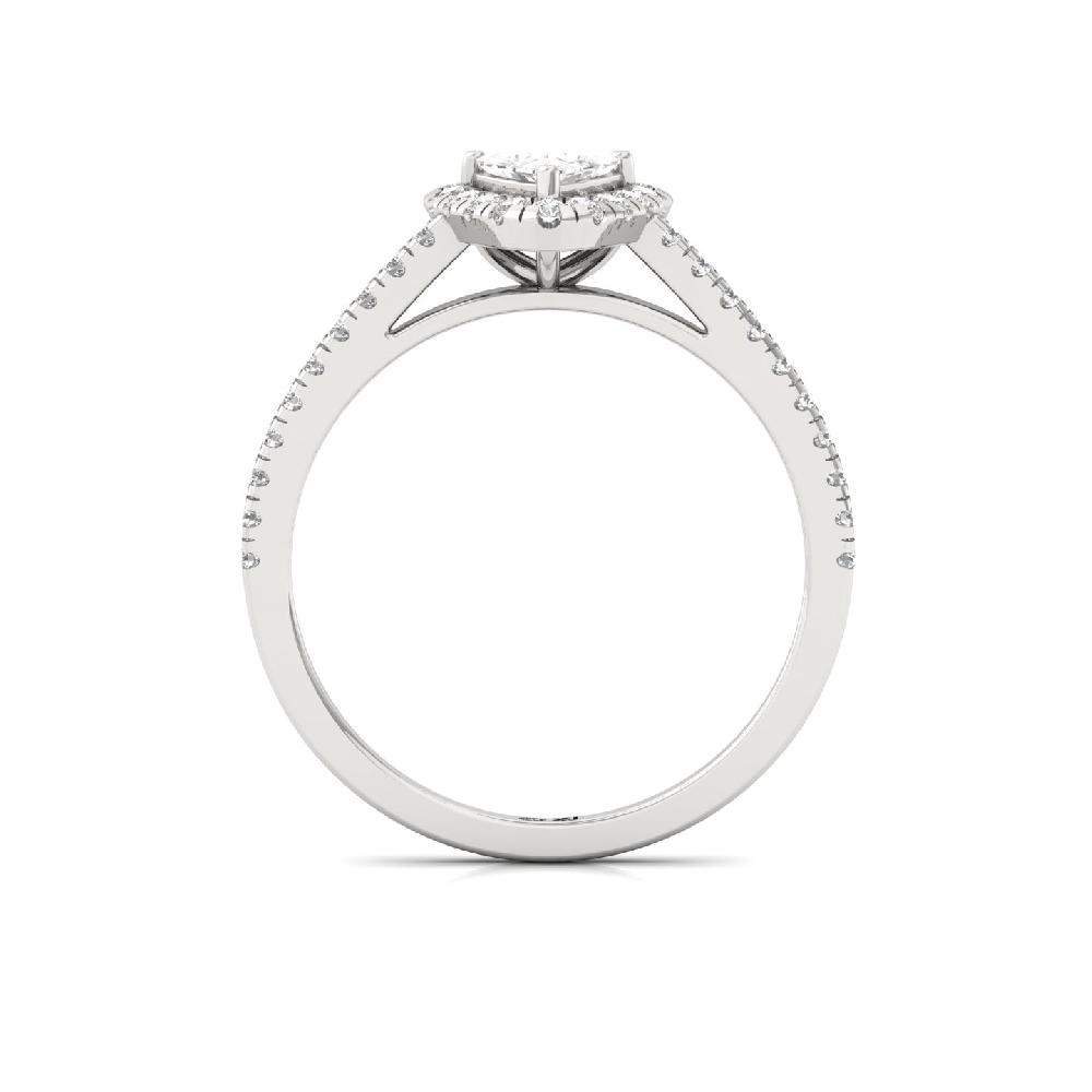 Trillion Cut CVD lab grown Diamond Divine Halo Solitaire Ring