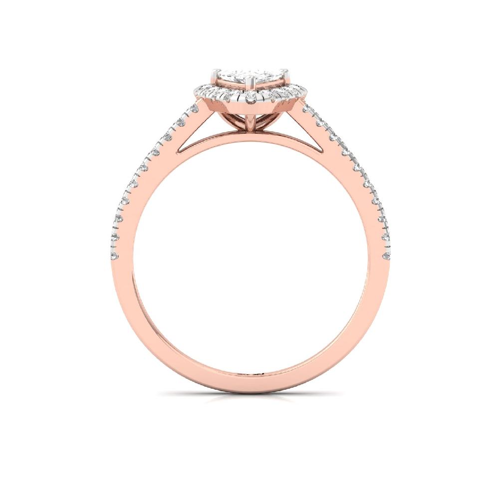 Trillion Cut CVD lab grown Diamond Divine Halo Solitaire Ring