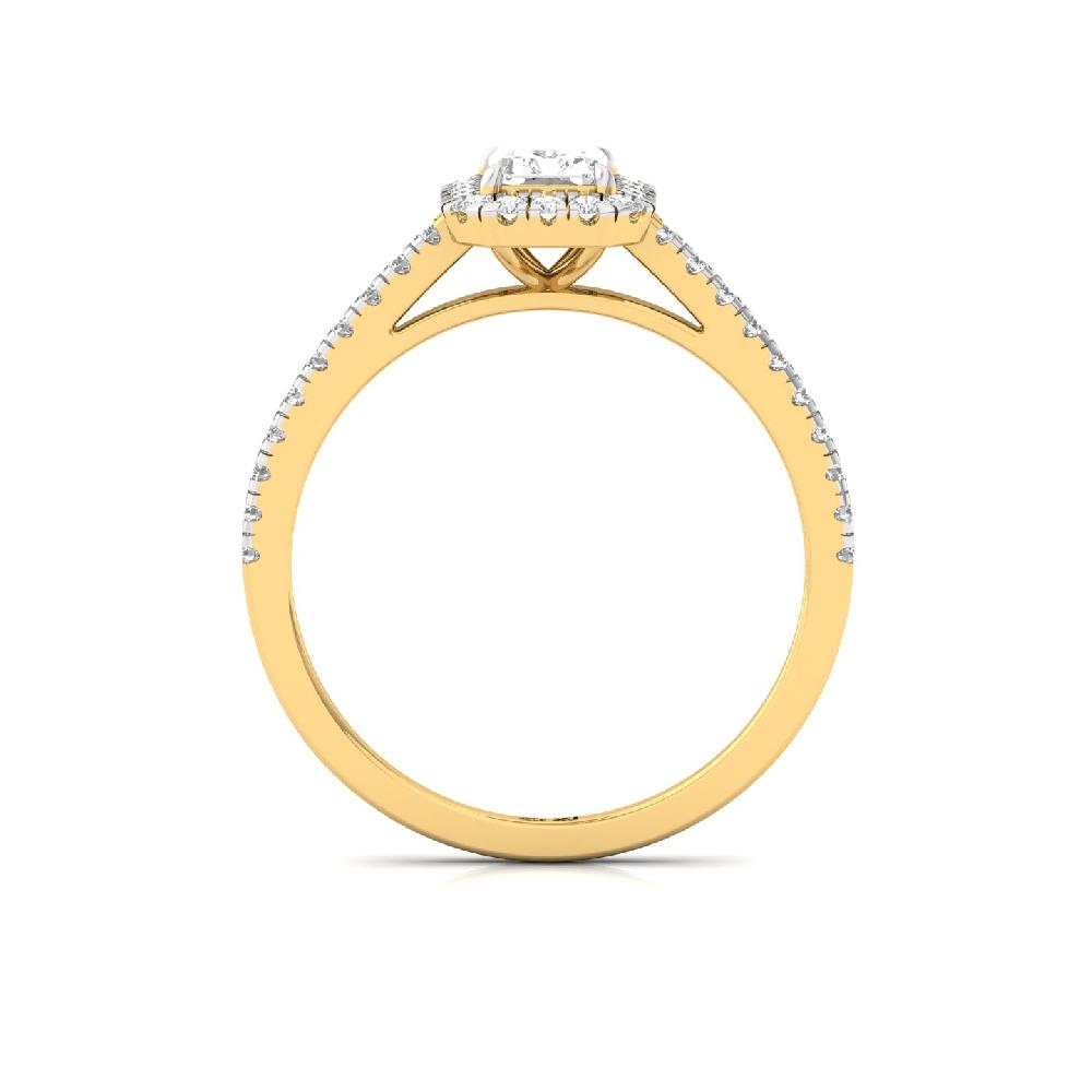 0.66ct Radiant CVD lab grown Diamond Treasure Halo Solitaire Ring