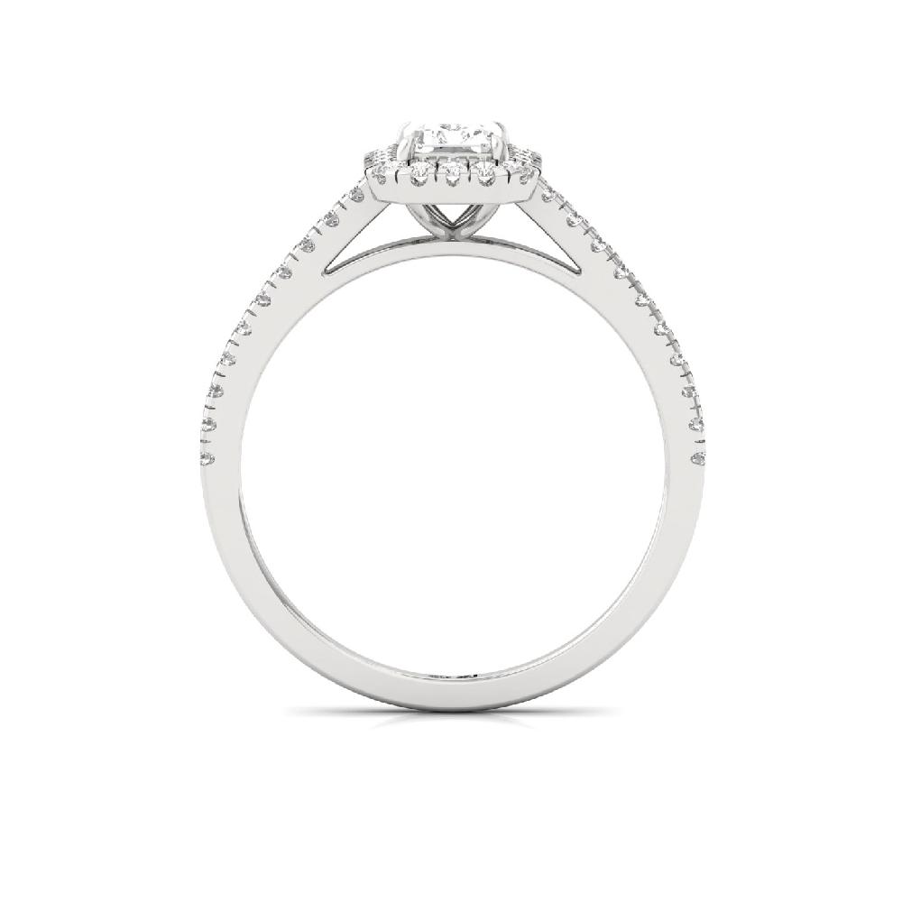 0.66ct Radiant CVD lab grown Diamond Treasure Halo Solitaire Ring