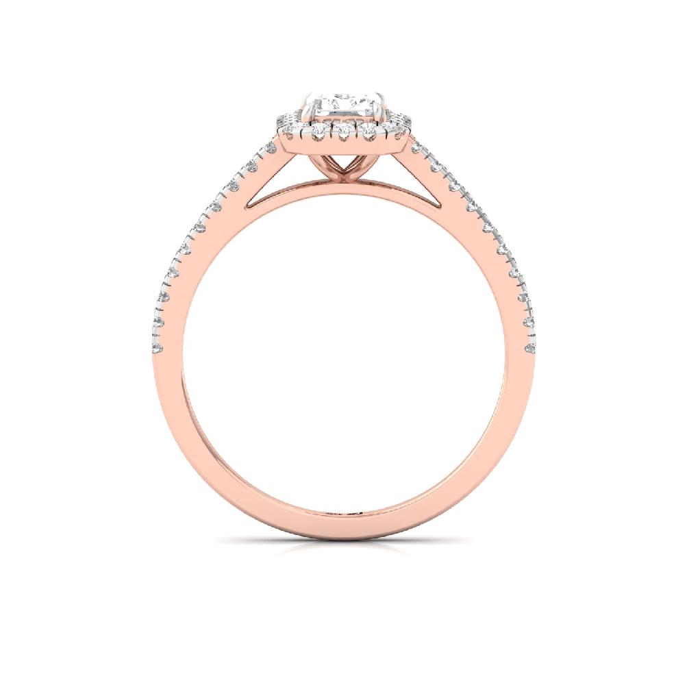 0.66ct Radiant CVD lab grown Diamond Treasure Halo Solitaire Ring