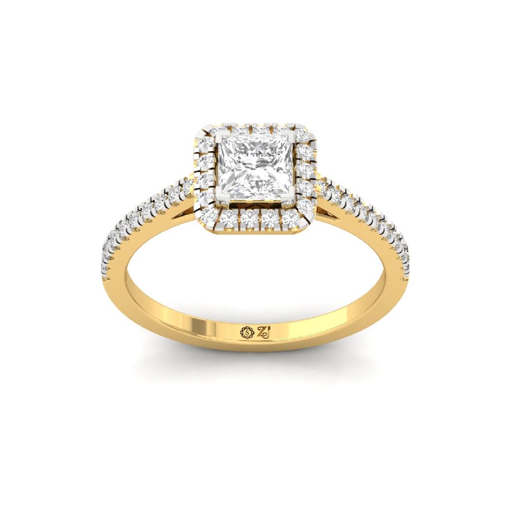 0.80ct Princess CVD lab grown Diamond Majestic Halo Solitaire Ring