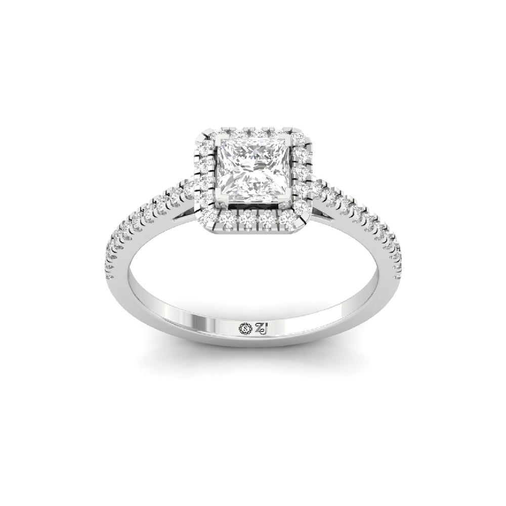 0.78ct Princess CVD Diamond Majestic Halo Solitaire Ring