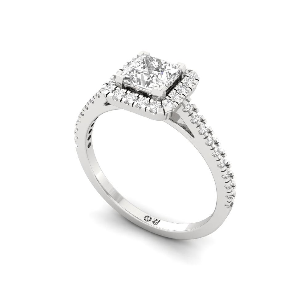 0.78ct Princess CVD Diamond Majestic Halo Solitaire Ring