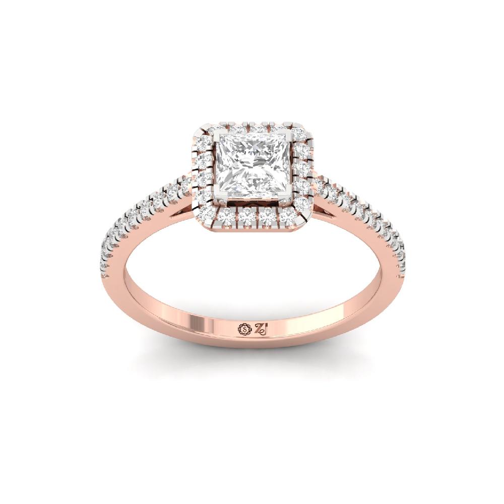 0.78ct Princess CVD Diamond Majestic Halo Solitaire Ring