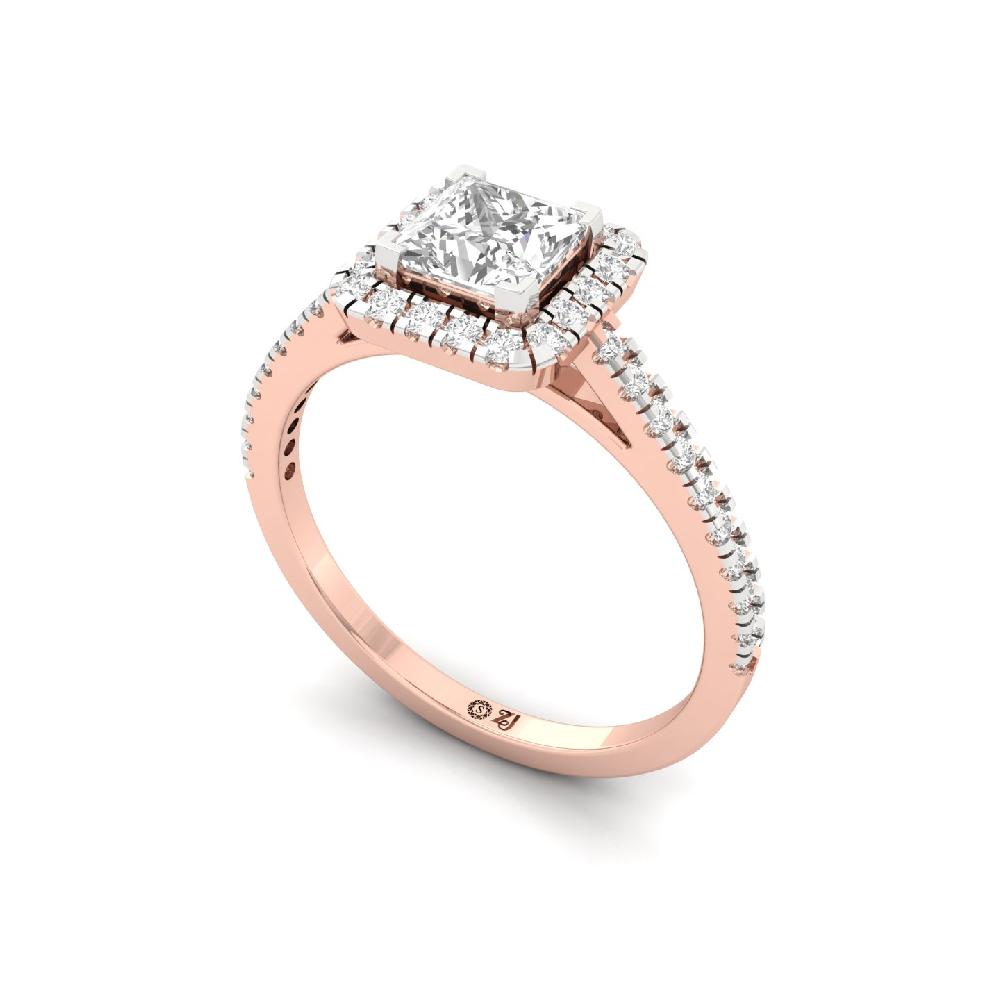 0.78ct Princess CVD Diamond Majestic Halo Solitaire Ring