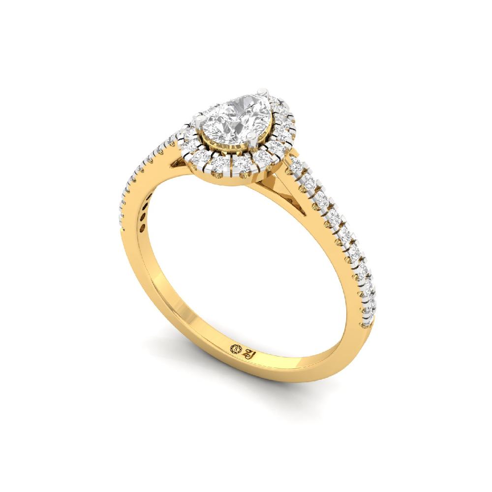 0.35ct Pear Cut CVD lab grown Diamond Spark Halo Solitaire Ring