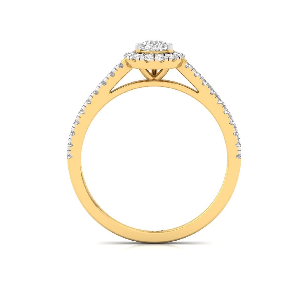 0.35ct Pear Cut CVD lab grown Diamond Spark Halo Solitaire Ring