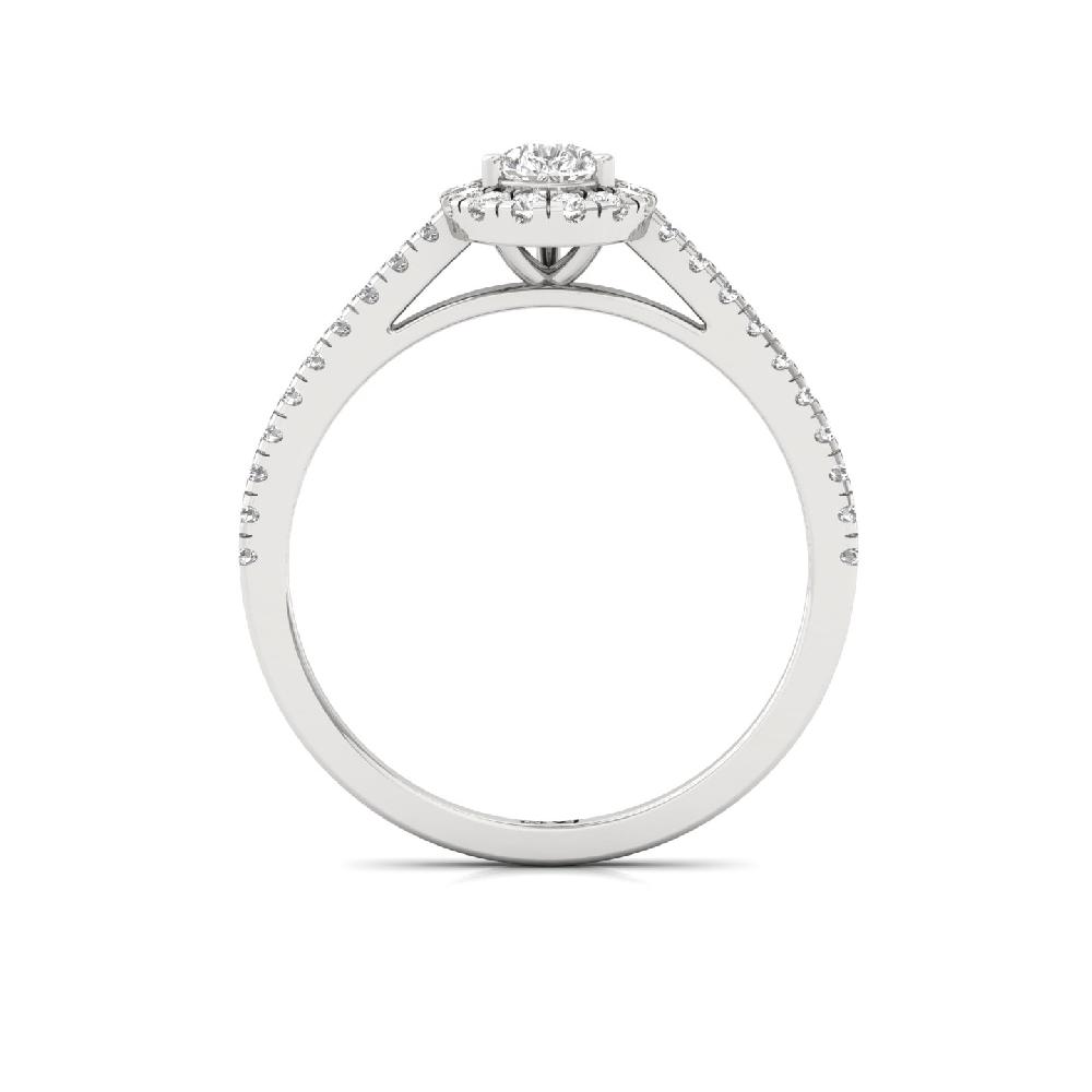 0.35ct Pear Cut CVD lab grown Diamond Spark Halo Solitaire Ring