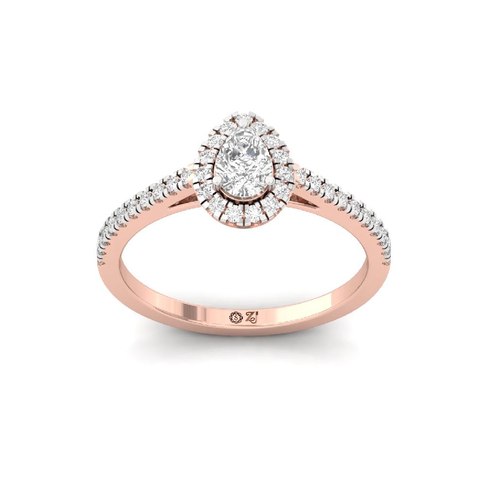 0.35ct Pear Cut CVD lab grown Diamond Spark Halo Solitaire Ring