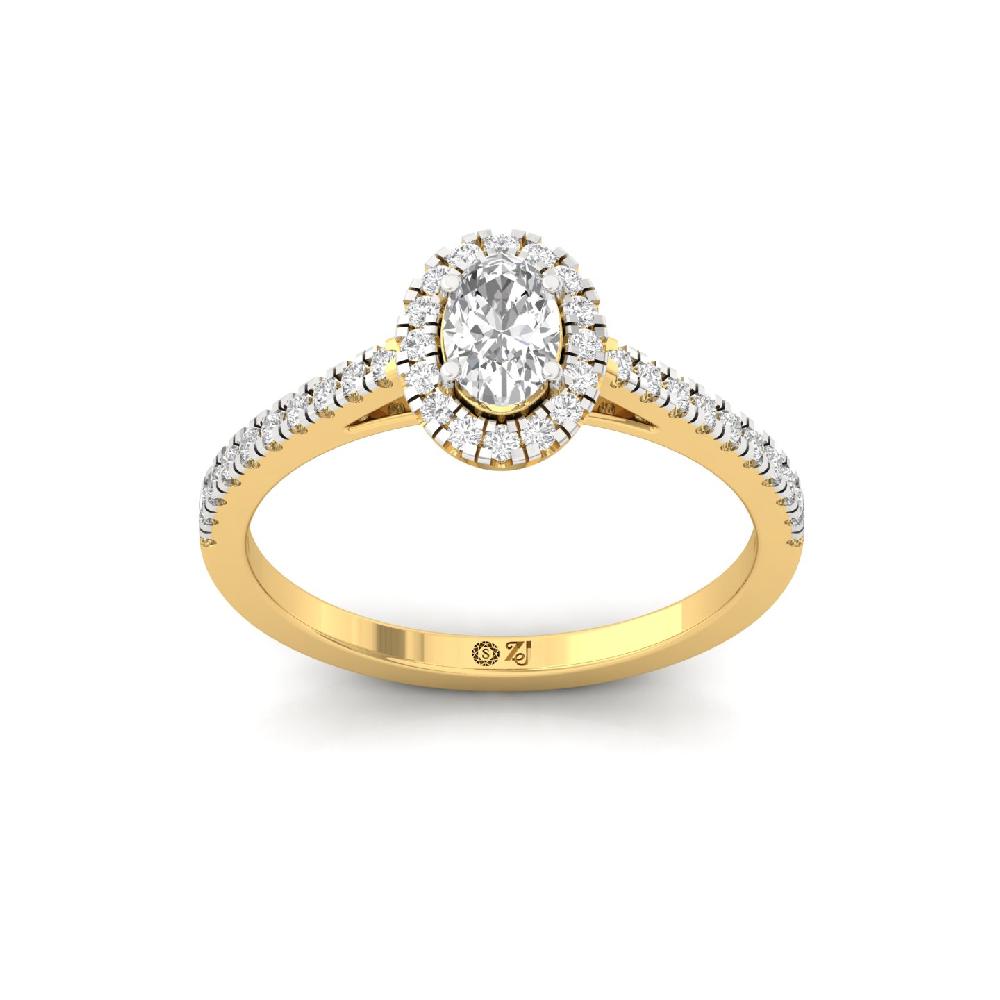 0.36ct Oval CVD lab grown Diamond Lustrous Halo Solitaire Ring