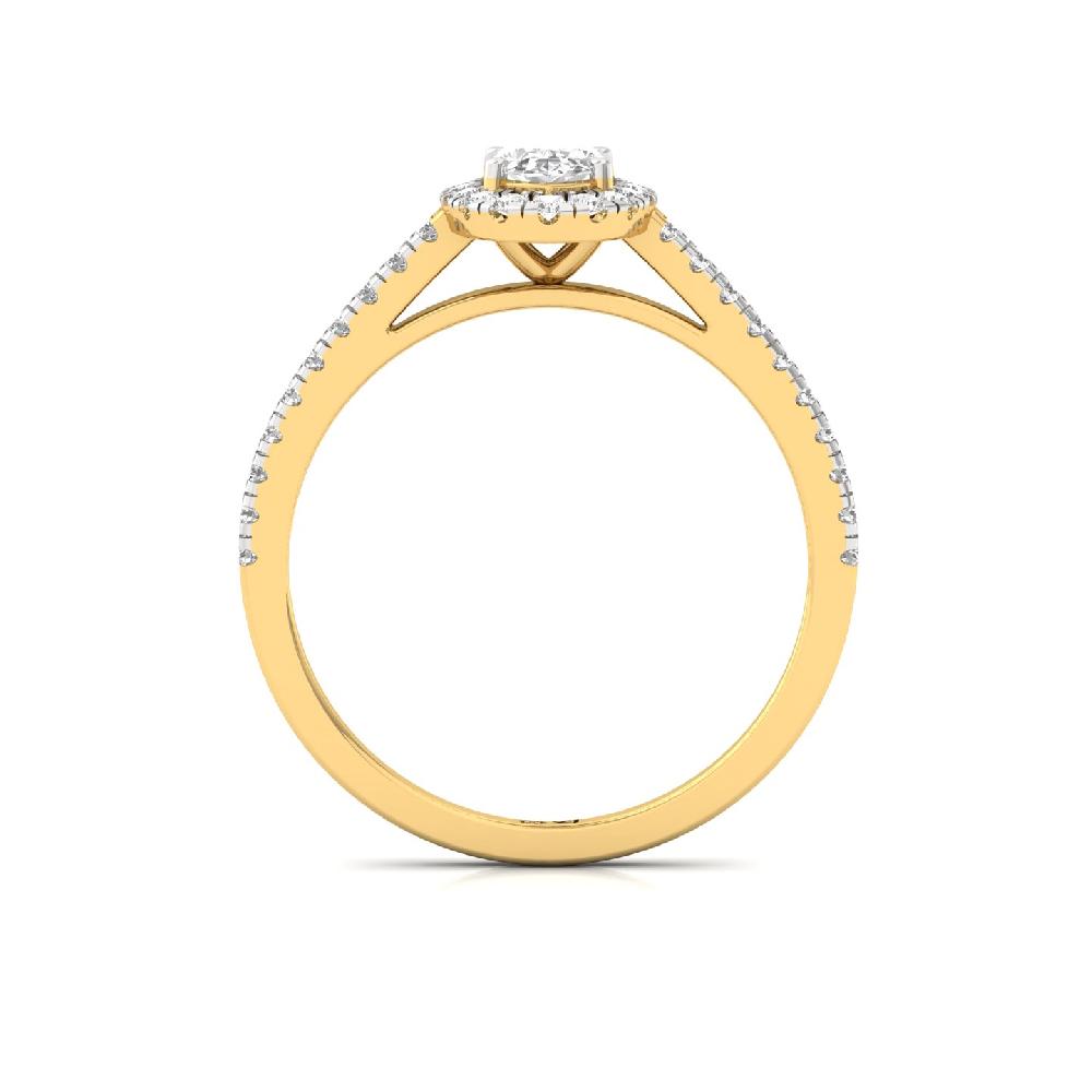 0.36ct Oval CVD lab grown Diamond Lustrous Halo Solitaire Ring
