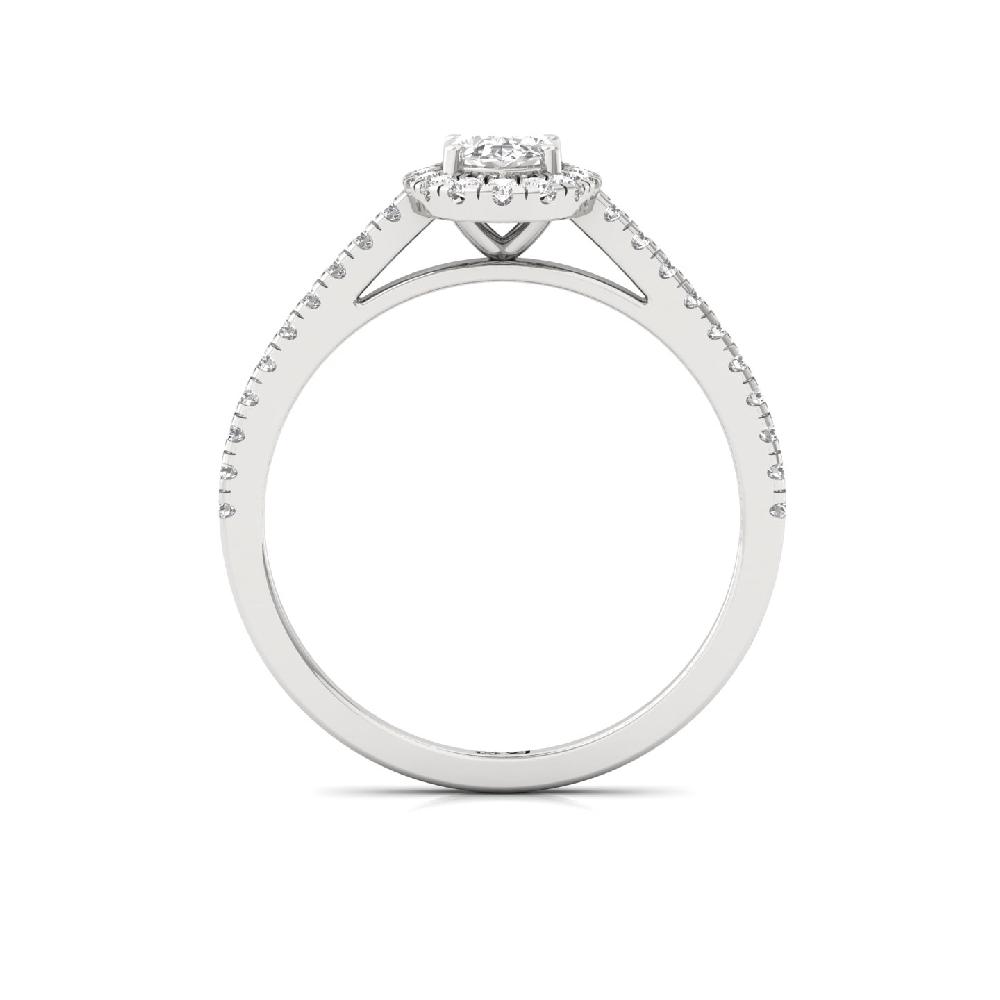 0.36ct Oval CVD lab grown Diamond Lustrous Halo Solitaire Ring