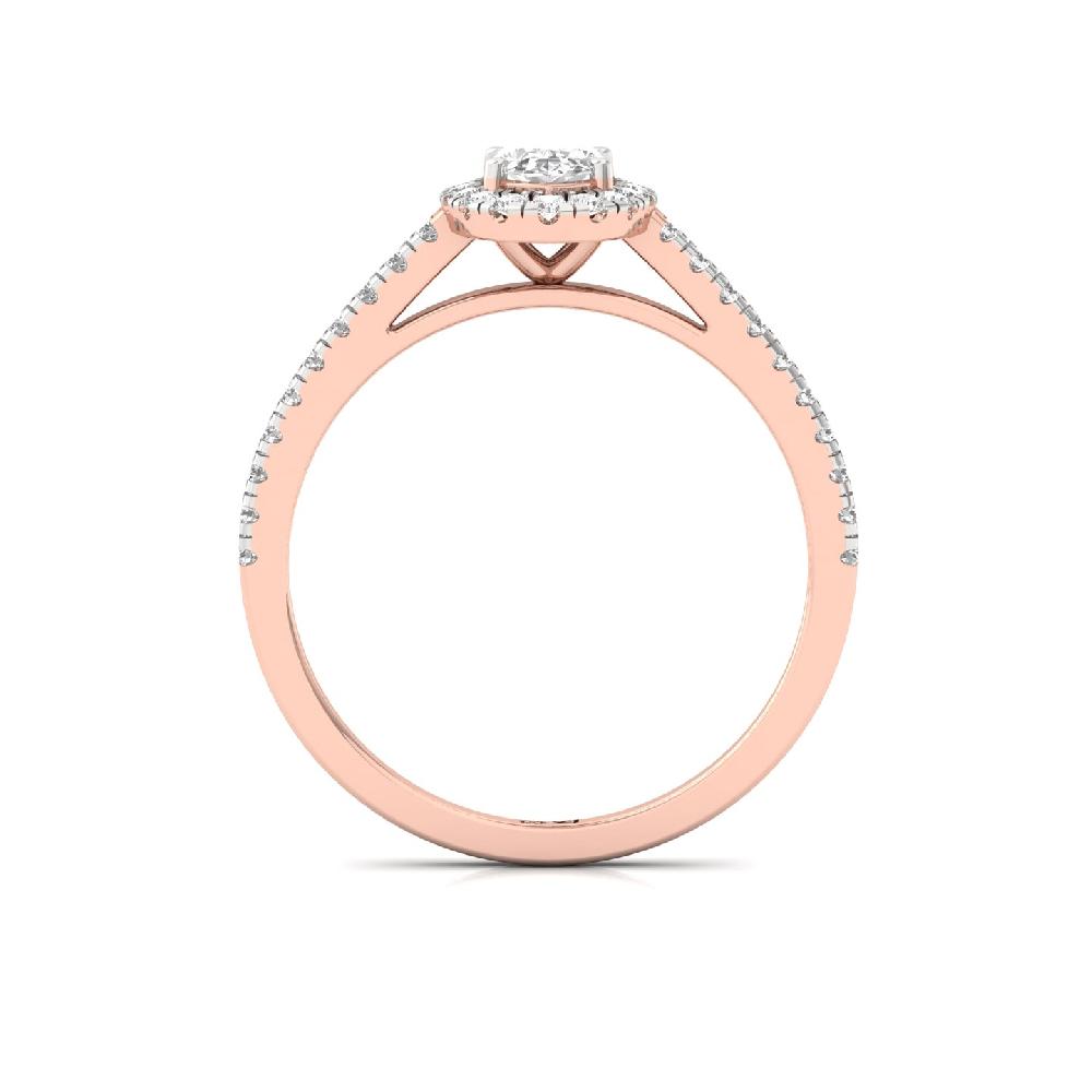 0.36ct Oval CVD lab grown Diamond Lustrous Halo Solitaire Ring