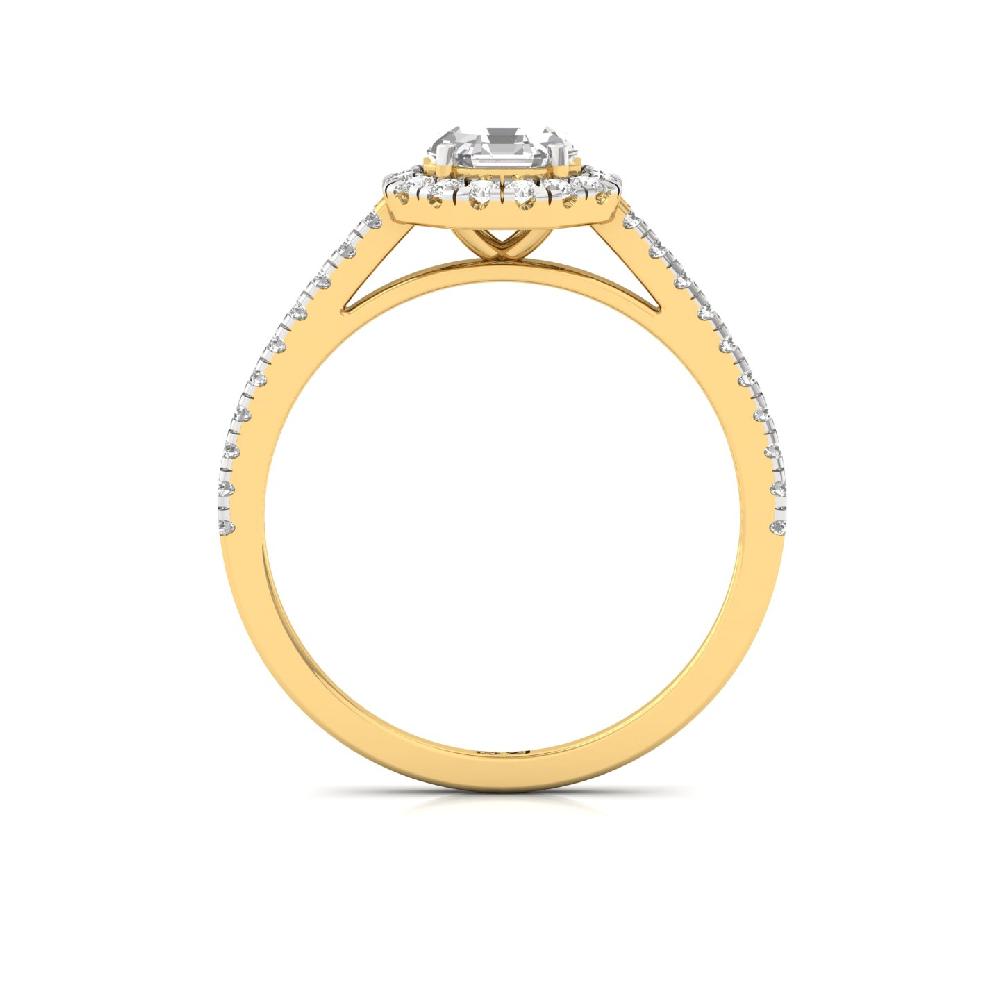 1.00ct Octagon Cut CVD lab grown Diamond The Halo Glow Solitaire 925 Sliver & Gold Ring