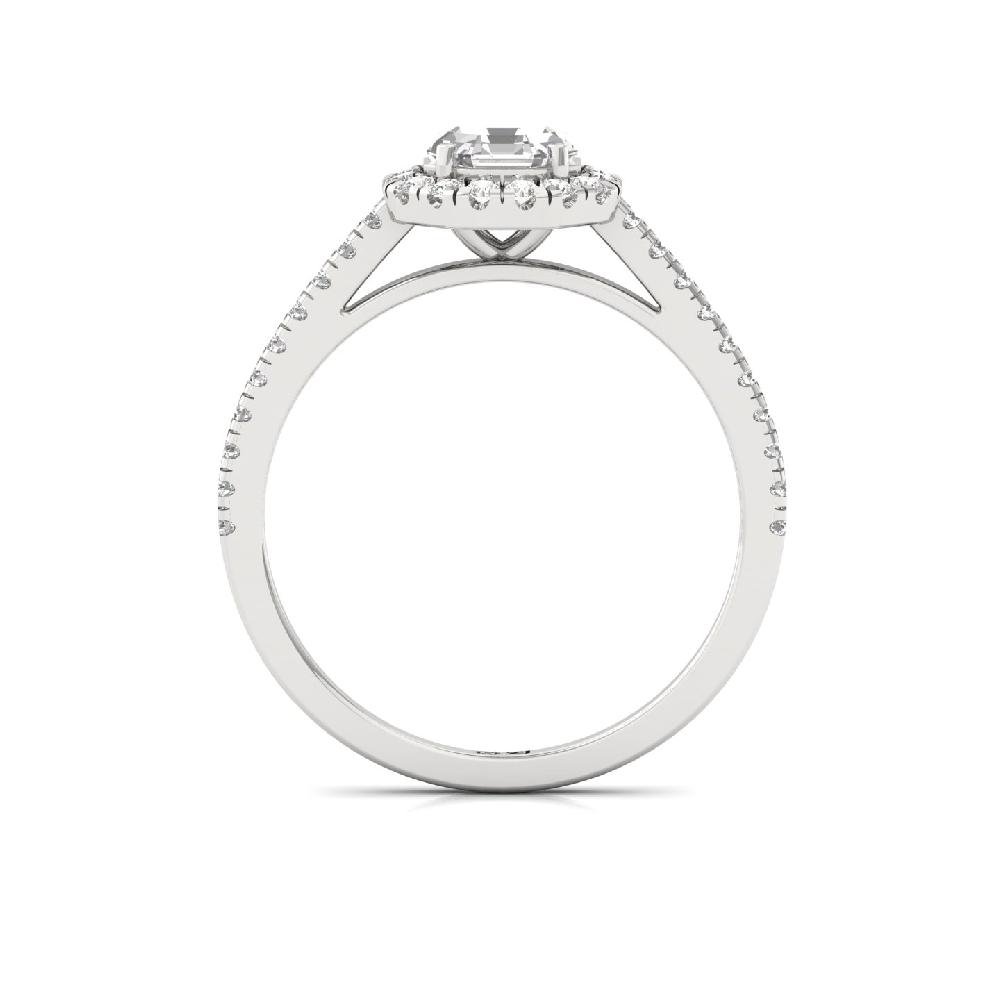 1.00ct Octagon Cut CVD lab grown Diamond The Halo Glow Solitaire 925 Sliver & Gold Ring