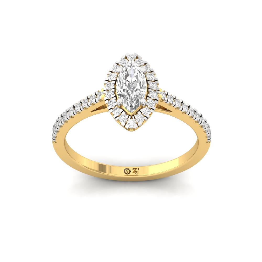 0.40ct Marquise Cut Diamond Royal Halo Solitaire Ring