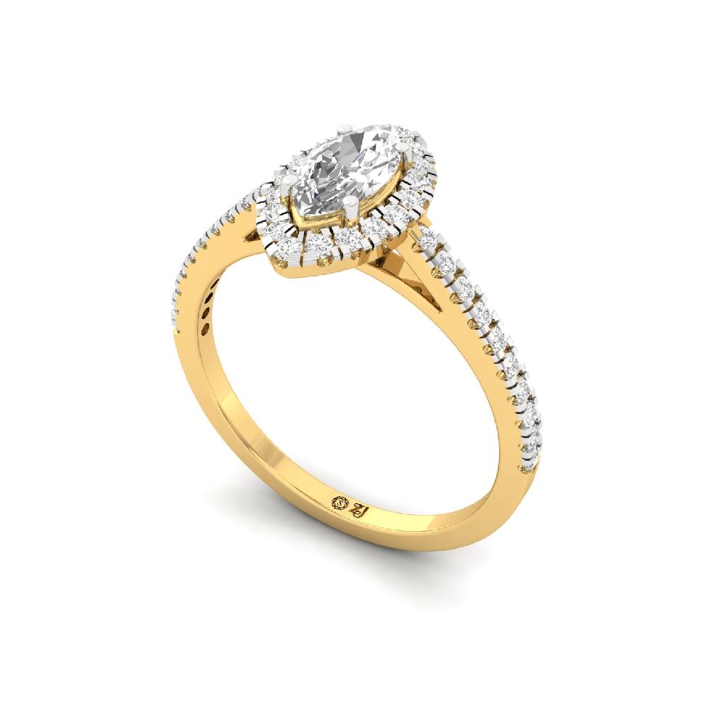 0.40ct Marquise Cut Diamond Royal Halo Solitaire Ring