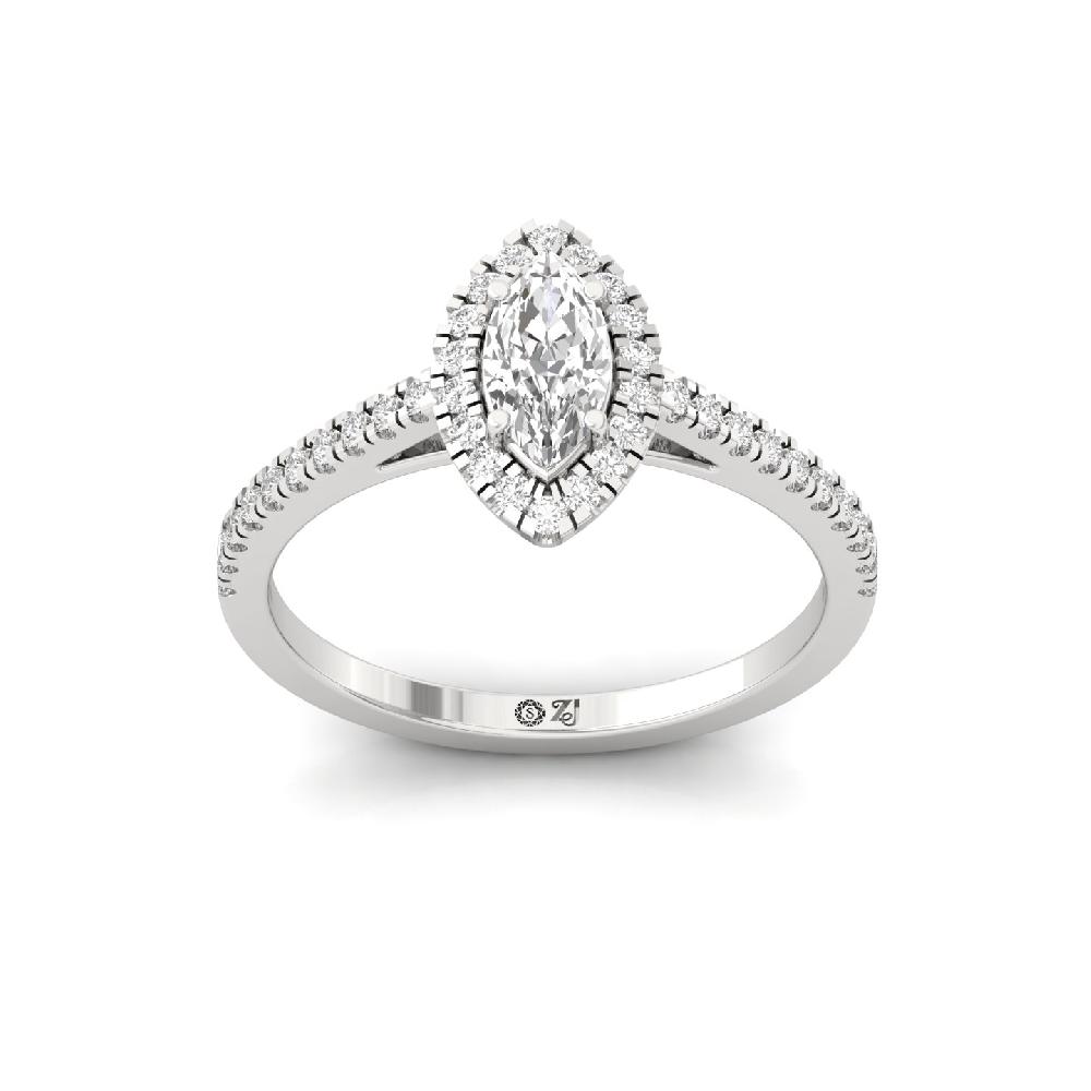 0.40ct Marquise Cut Diamond Royal Halo Solitaire Ring