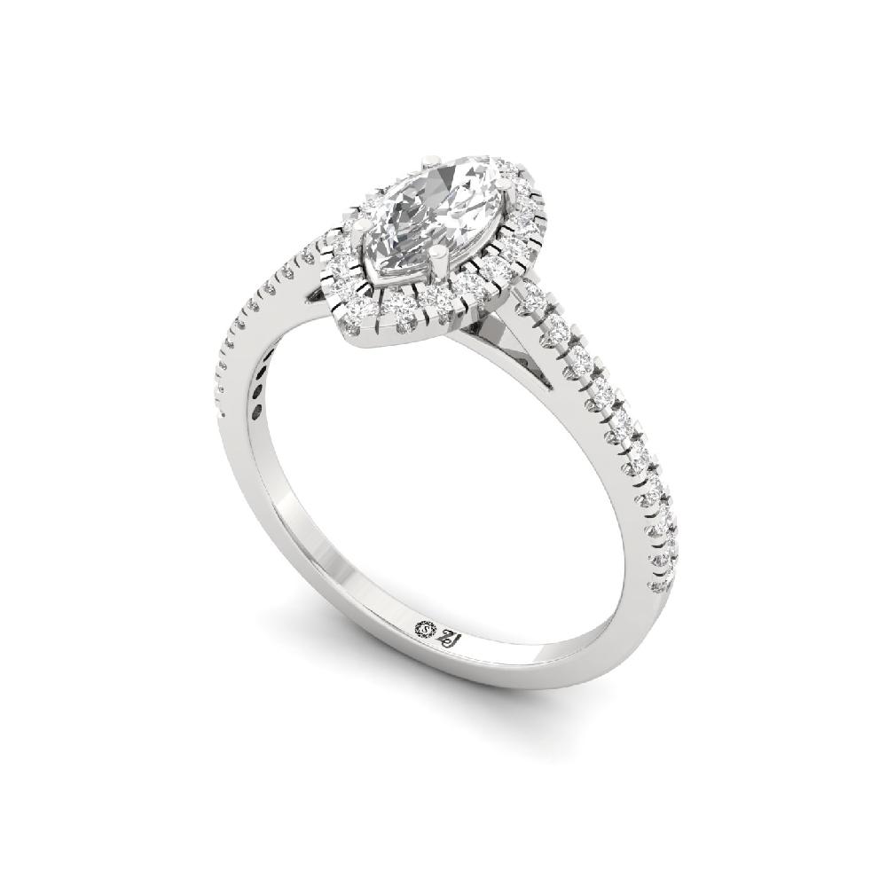 0.40ct Marquise Cut Diamond Royal Halo Solitaire Ring