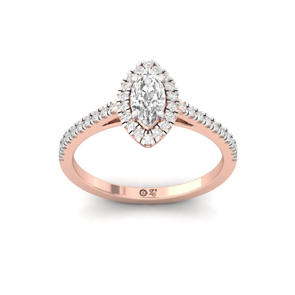0.40ct Marquise Cut Diamond Royal Halo Solitaire Ring