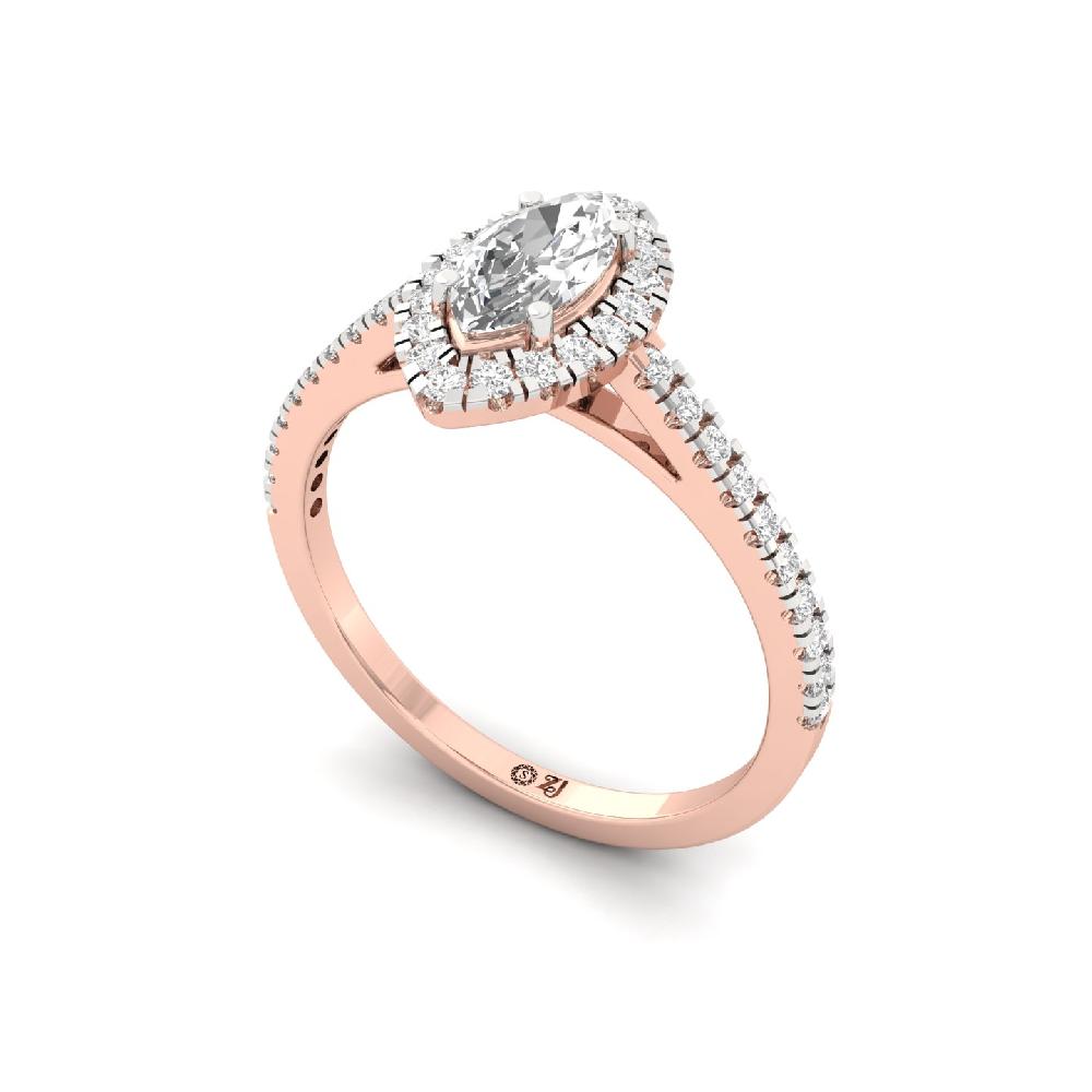 0.40ct Marquise Cut Diamond Royal Halo Solitaire Ring