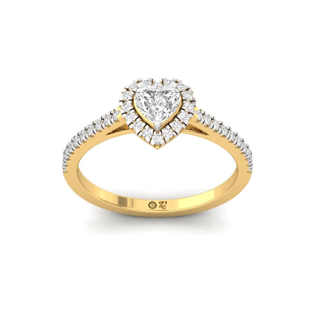 0.50ct Heart CVD lab grown Diamond Signature Solitaire Halo Ring