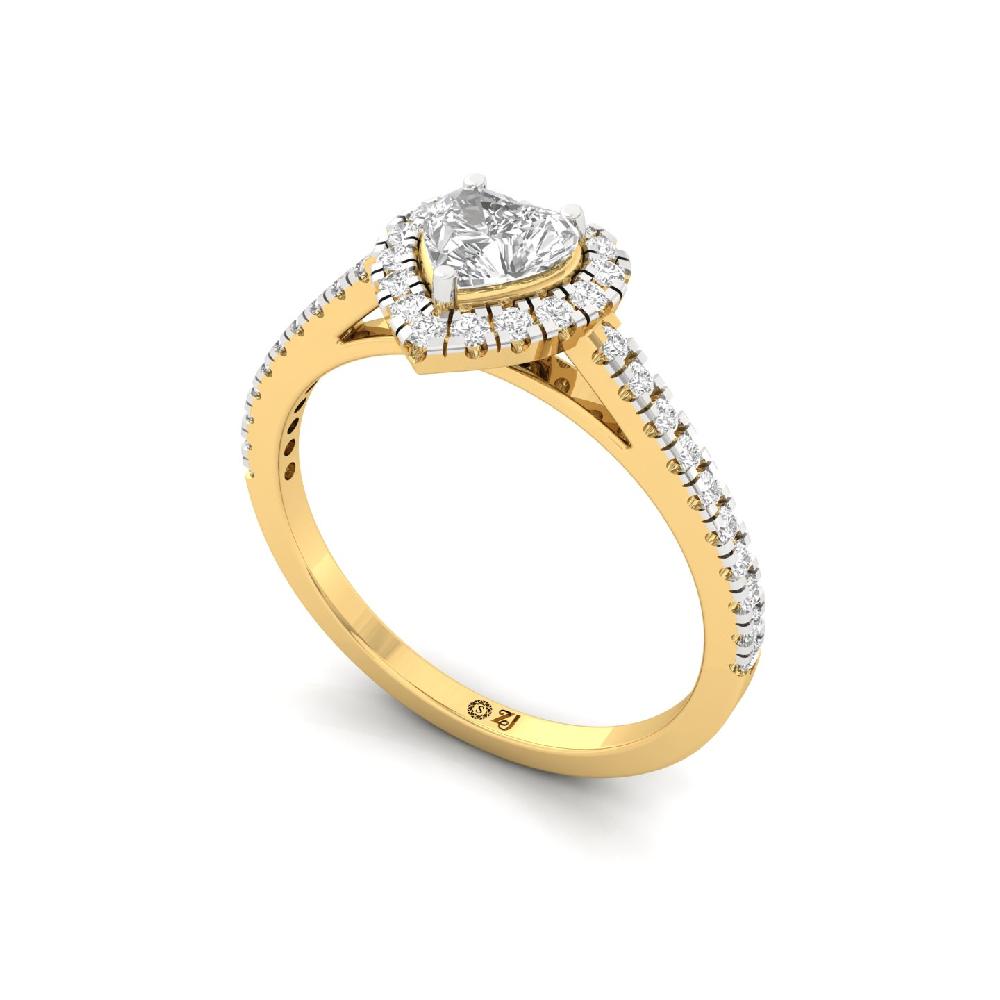 0.50ct Heart CVD lab grown Diamond Signature Solitaire Halo Ring
