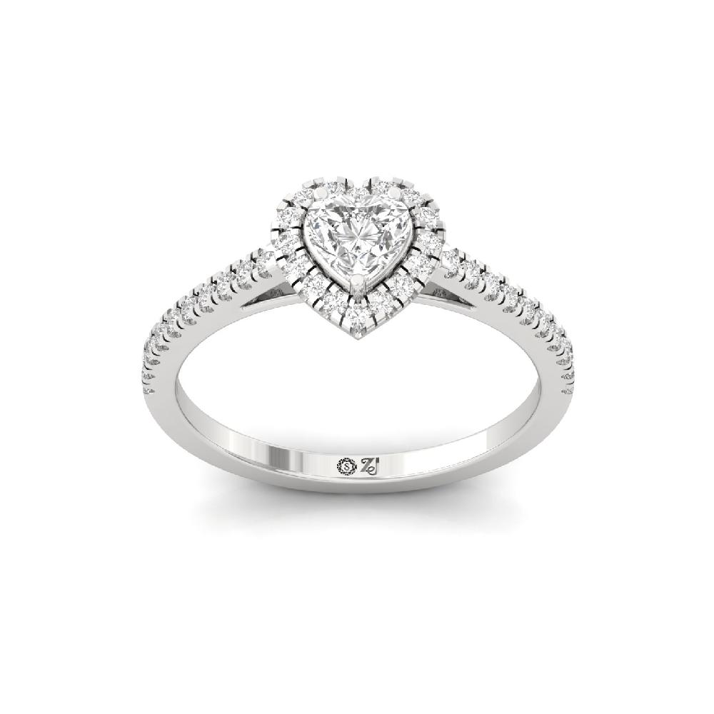 0.50ct Heart CVD lab grown Diamond Signature Solitaire Halo Ring