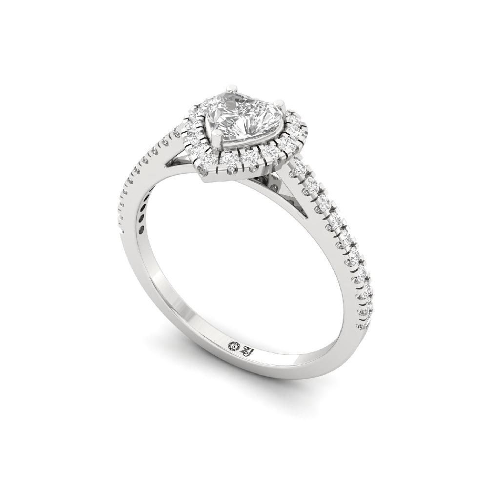 0.50ct Heart CVD lab grown Diamond Signature Solitaire Halo Ring