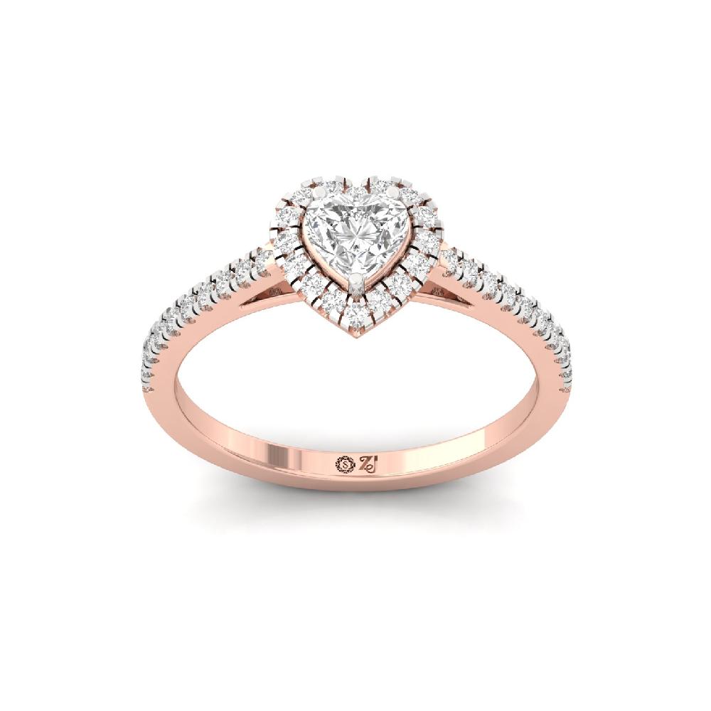 0.50ct Heart CVD lab grown Diamond Signature Solitaire Halo Ring