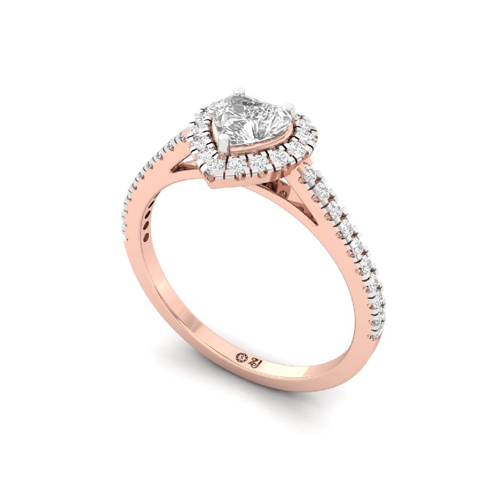 0.50ct Heart CVD lab grown Diamond Signature Solitaire Halo Ring