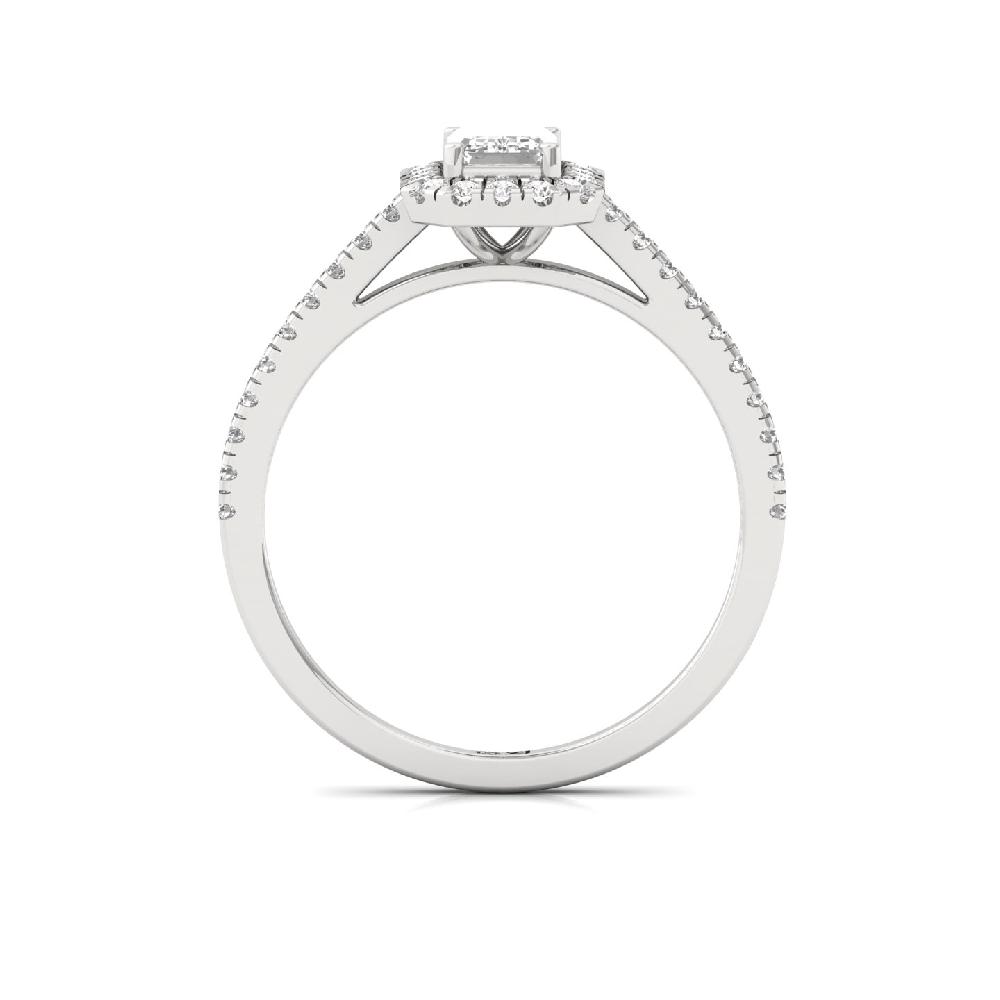 0.60ct Emerald-round Cut CVD lab grown Diamond Gleam Halo Solitaire Ring