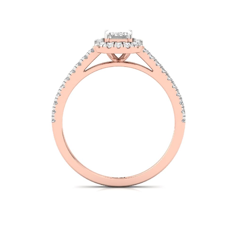 0.60ct Emerald-round Cut CVD lab grown Diamond Gleam Halo Solitaire Ring
