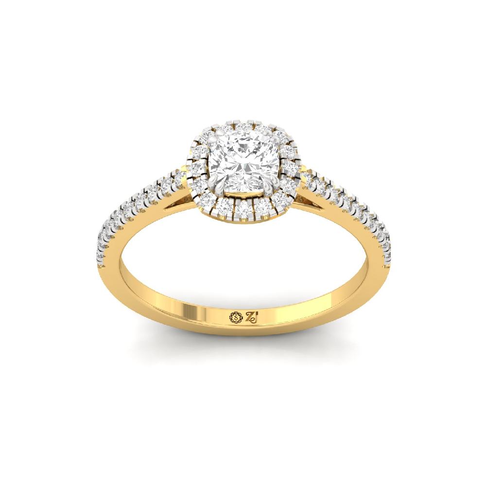 0.70ct Cushion CVD Diamond Luxe Halo Solitaire Ring