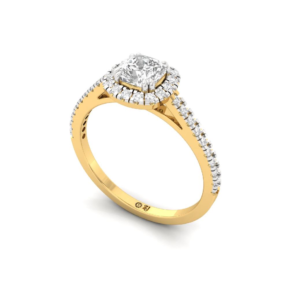 0.70ct Cushion CVD Diamond Luxe Halo Solitaire Ring