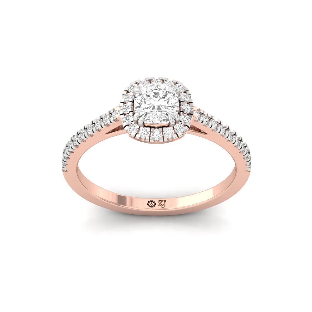 0.70ct Cushion CVD Diamond Luxe Halo Solitaire Ring
