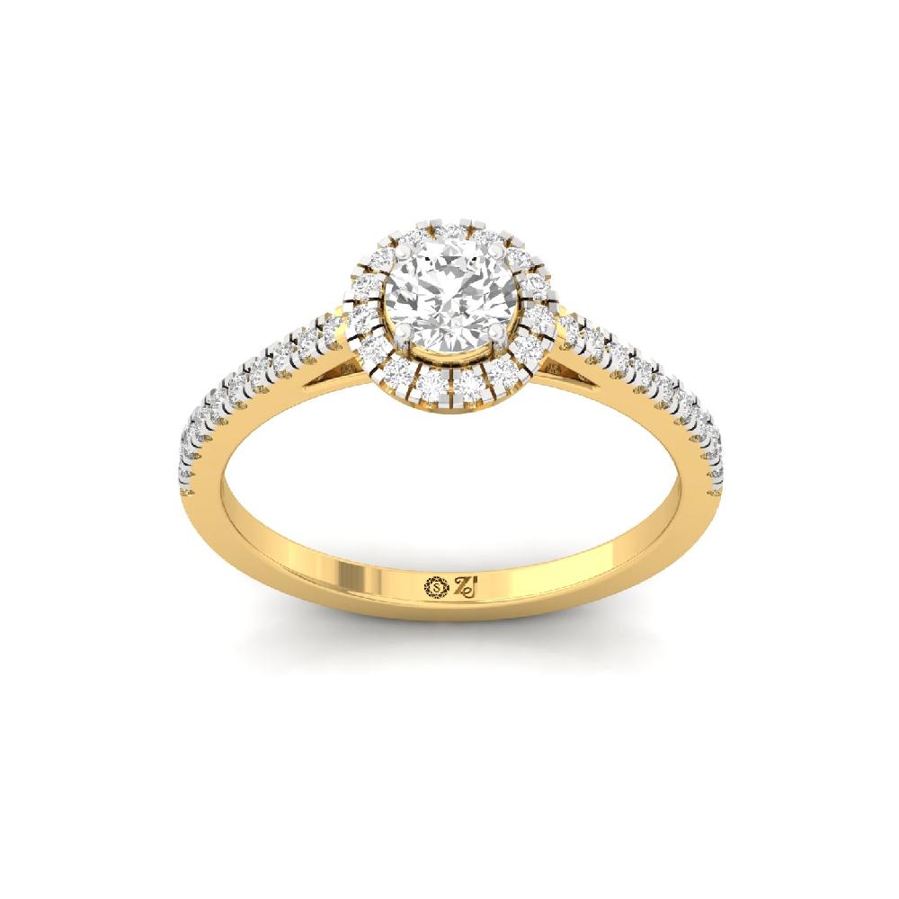 0.50ct round Cut CVD lab grown Diamond Pure halo Solitaire Ring